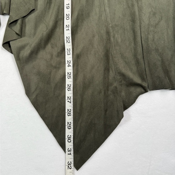 TORRID Olive Green Faux Suede Drape Front Cardigan Jacket‎ Fall Size 00 (10) - Picture 7 of 8